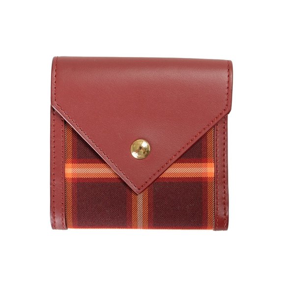 Burberry Women's "LILA" Burgundy Canvas & Leather Bifold Wallet - Picture 1 of 5